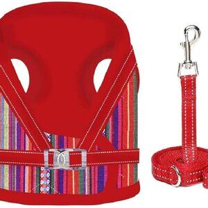 yikeyo Dog Harness for Small Dogs.  Red striped, medium